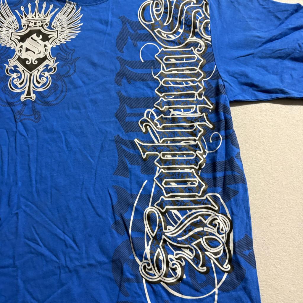 Southpole Premium Graphic T-Shirt Mens XL Blue Y2K Hip Hop Streetwear Cotton Tee