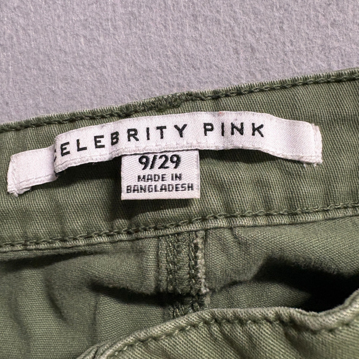 Celebrity Pink Womens Cargo Pants Size 9/29 Olive Green Wide Leg Stretch Utility
