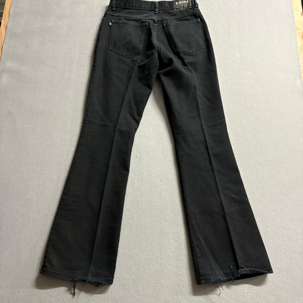 Eunina Vintage Flare Jeans Womens 7 Black High Rise Button Fly Denim Made in USA