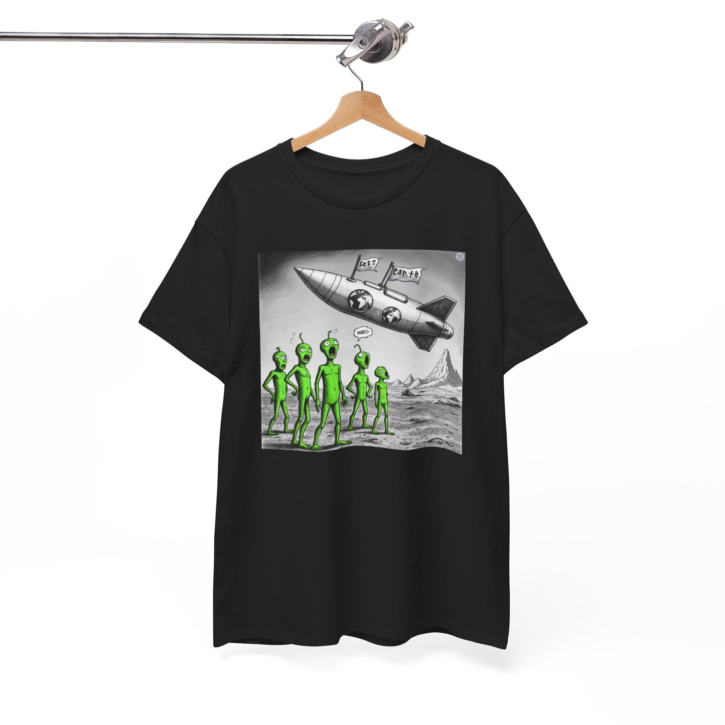 Earth Mars Aliens Unisex Heavy Cotton Tee