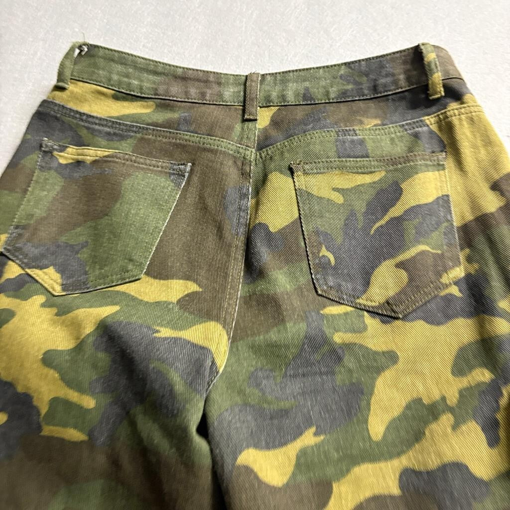 Shein Petite L Camouflage Cargo Pants Womens Green Cotton Wide Leg Utility