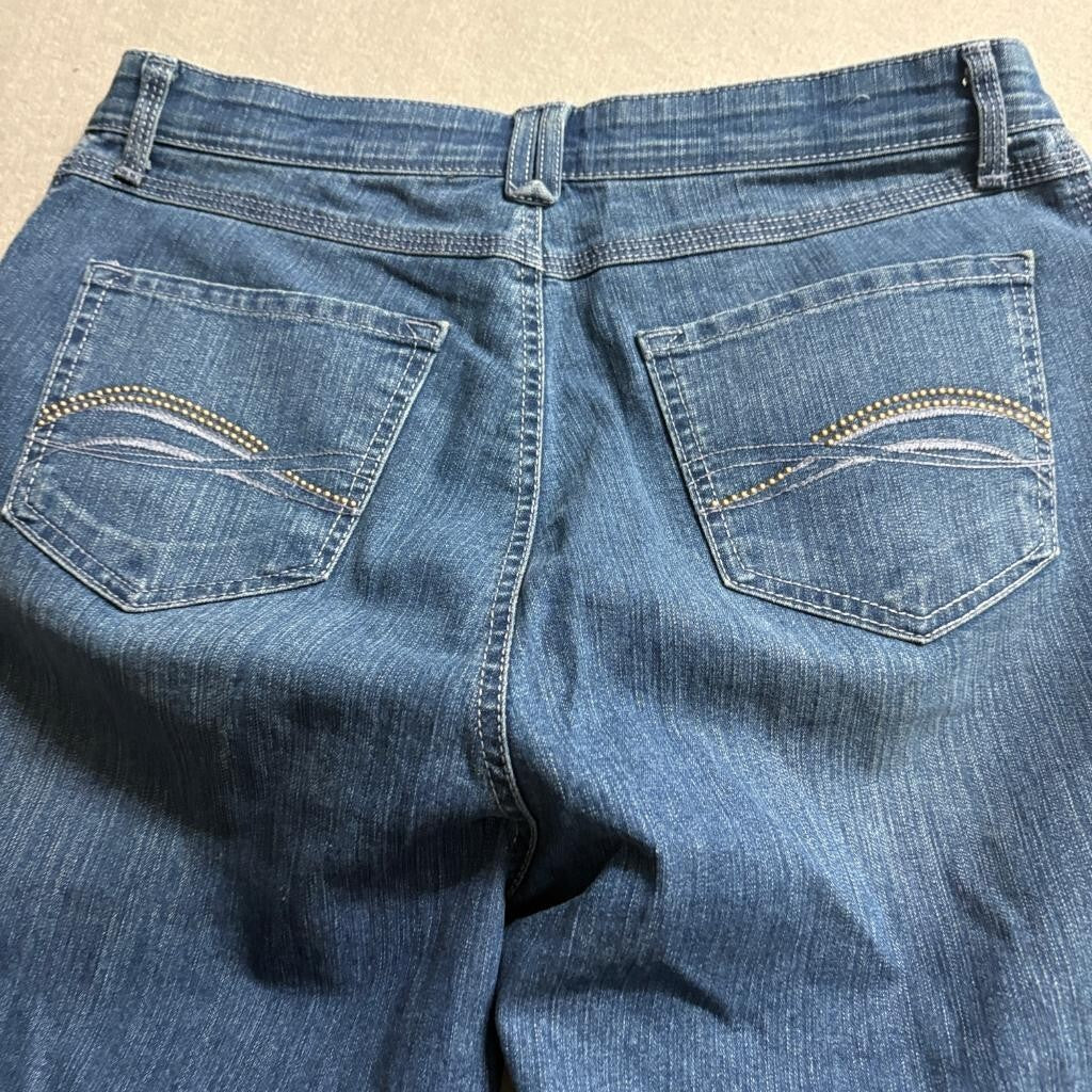 Gloria Vanderbilt Crop Jeans Womens 10 Blue Denim Embroidered Pockets Stretch