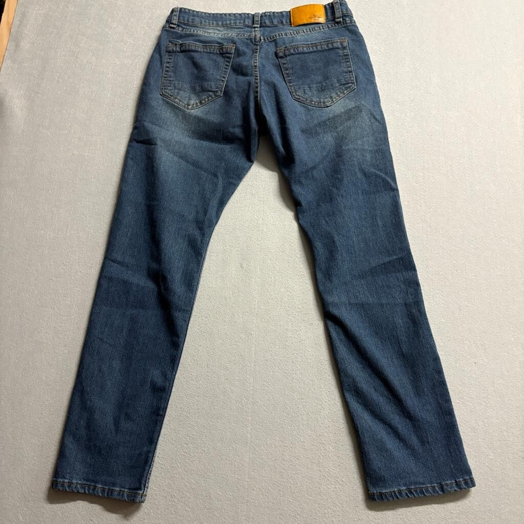 Smith & Mills Denim Mens Jeans 32x32 Blue Stretch Straight Leg Cotton Blend