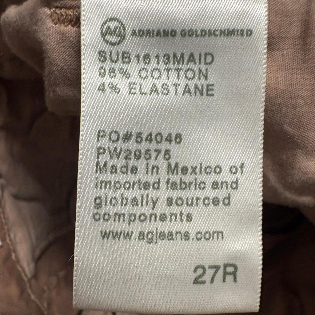 AG Adriano Goldschmied Caden Tailored Trouser Pants Womens 27R Brown Stretch