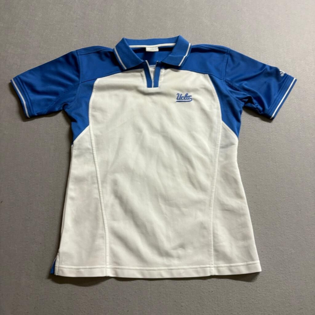 UCLA Bruins Adidas Climacool Polo Shirt Womens Medium Blue White NCAA Golf Tee