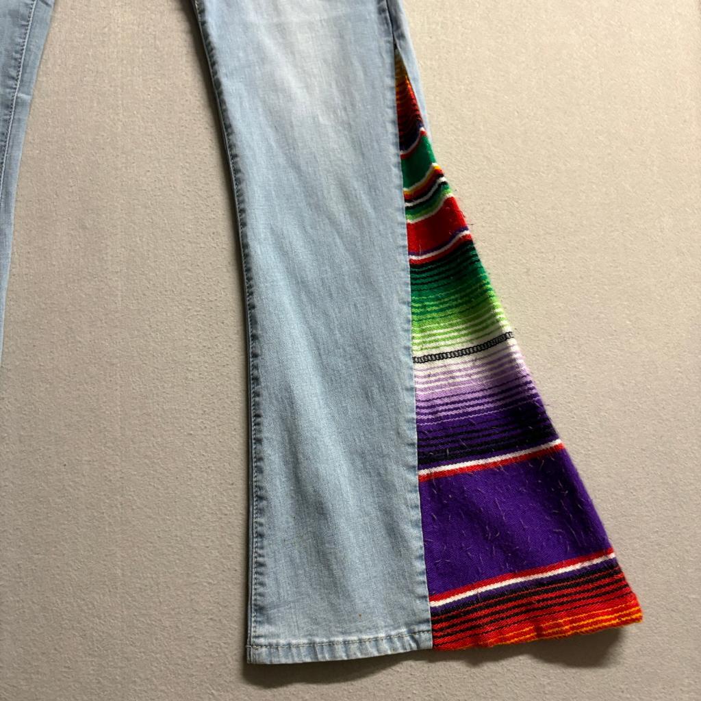 Lucky and Blessed L&B Serape Flare Jeans Womens 14 Light Wash Denim Bell Bottoms