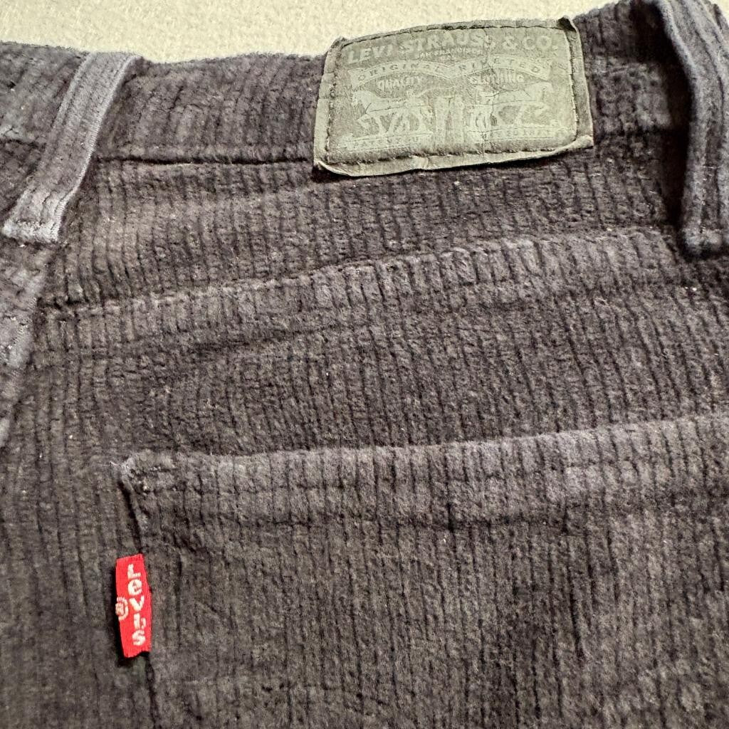 Levis 724 High Rise Straight Corduroy Pants Womens 24 Black Stretch Cord Jeans