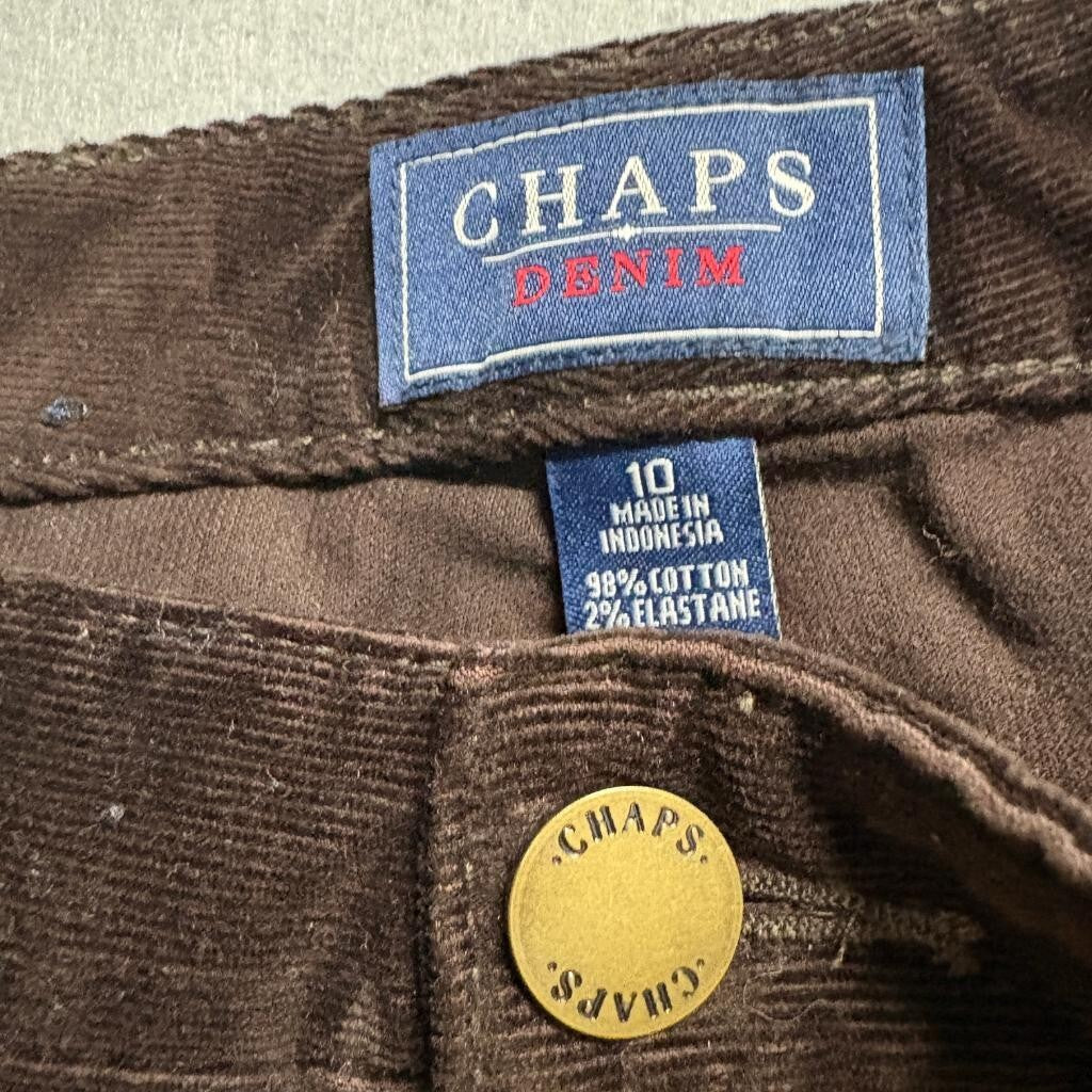 Chaps Denim Corduroy Pants Womens 10 Brown Stretch Straight Leg Casual