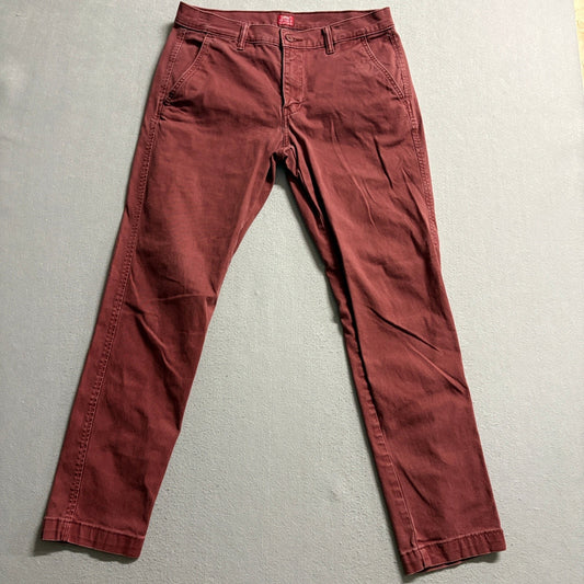 Levis XX Chino Relaxed Taper Pants Mens 32x29 Red Burgundy Cotton Stretch