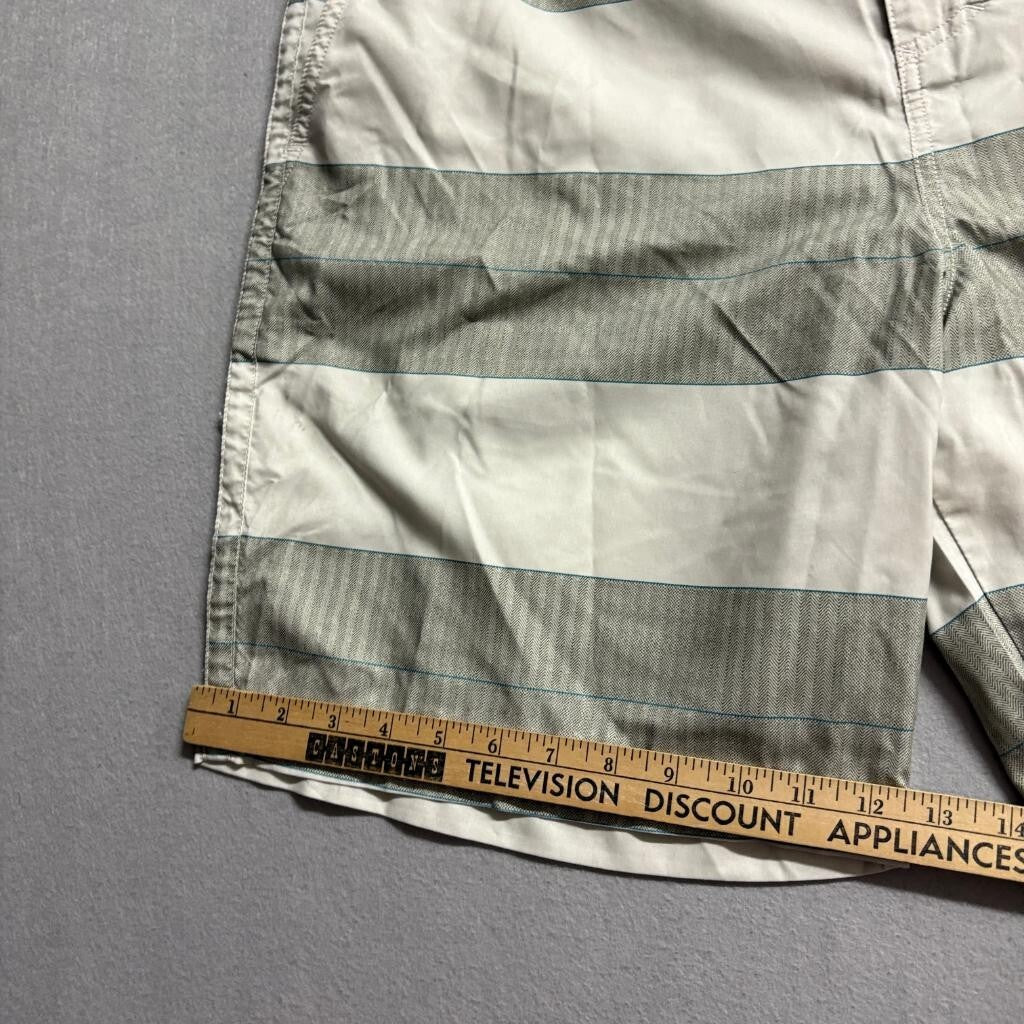 Hurley Board Shorts Mens 38 Gray White Striped Recycled Polyester Swim Trunks