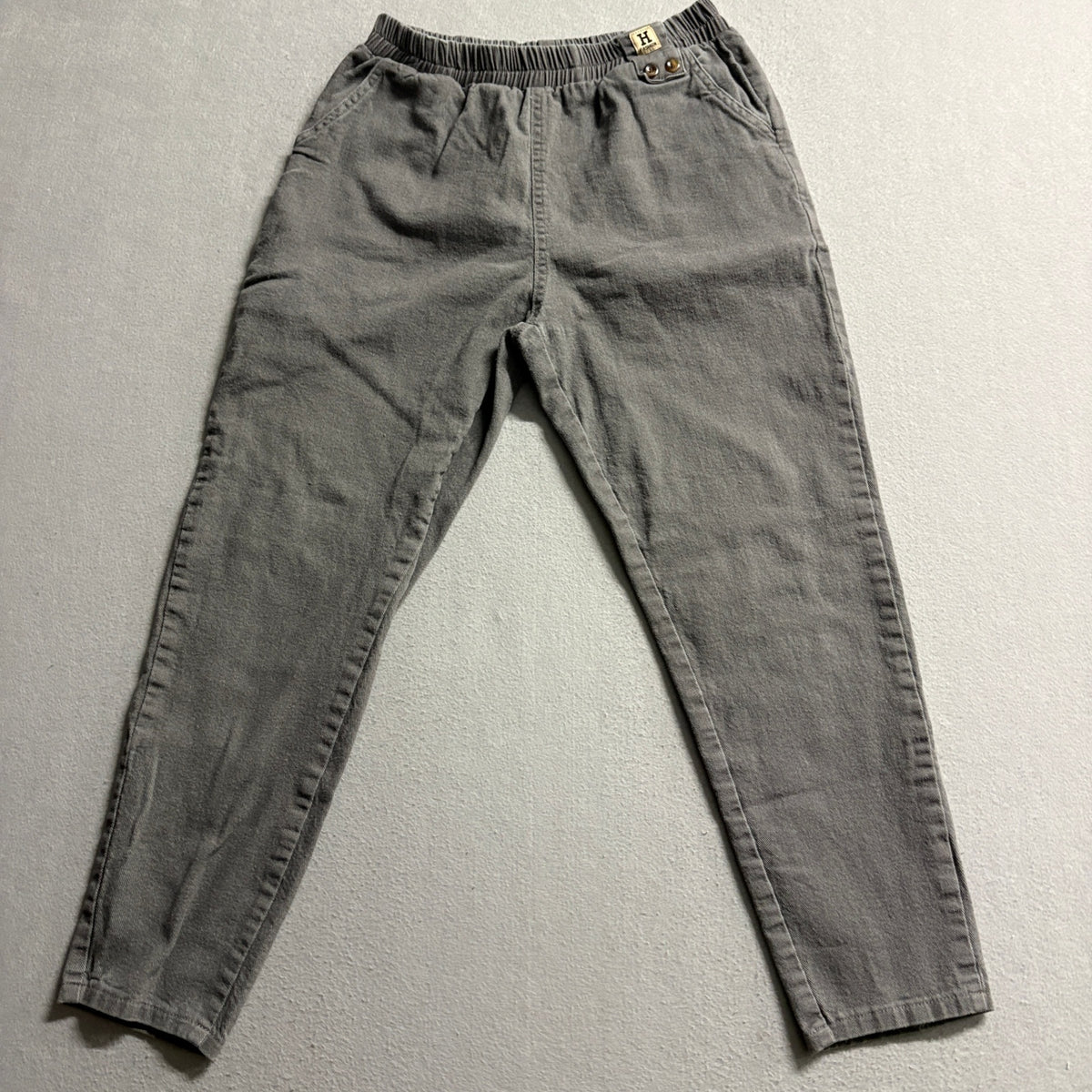 H Fashion Vintage Elastic High Waist Mom Jeans Tapered Leg Grey Denim Womens