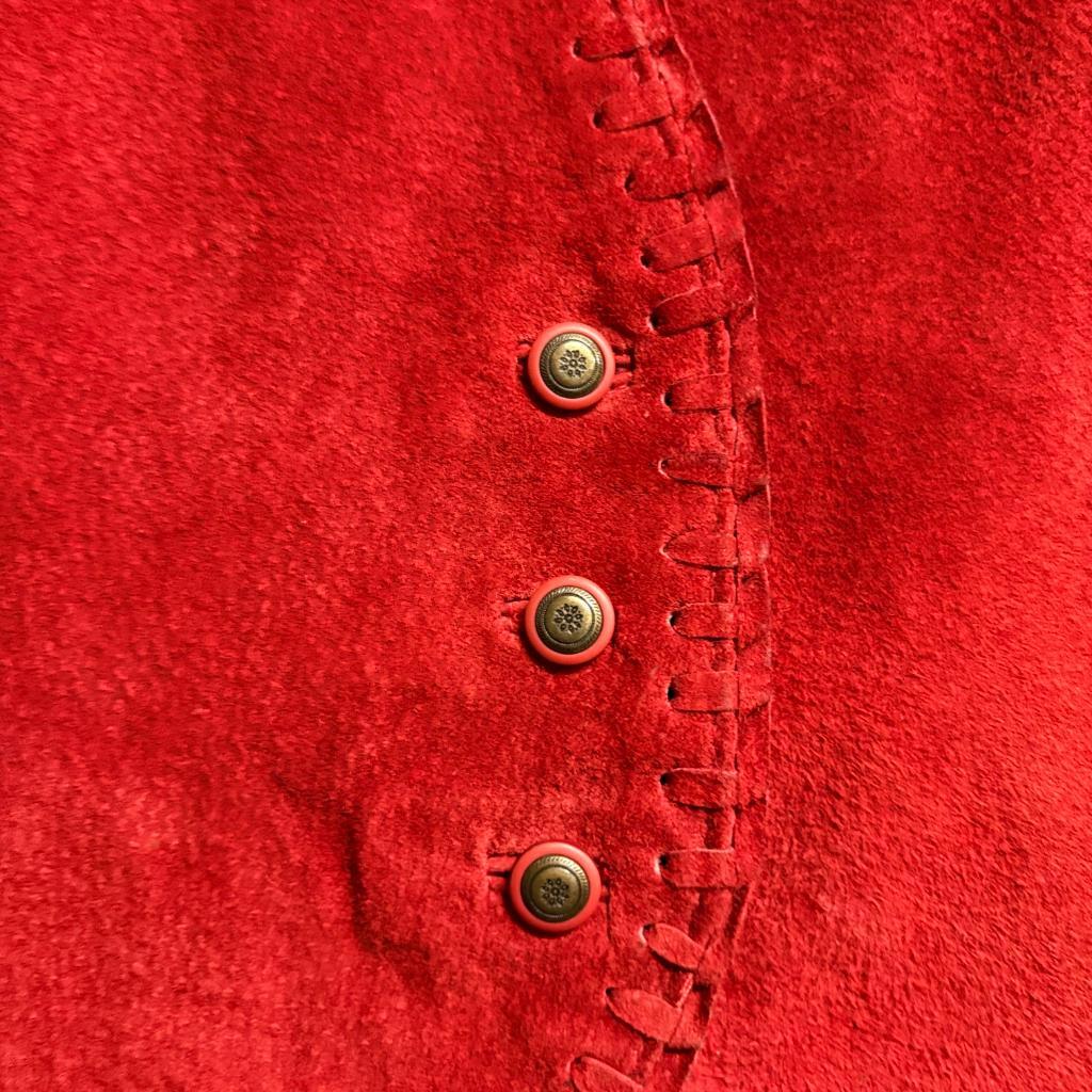 Ivy Club Classics Red Leather Vest Womens Large Suede Whipstitch Boho Western