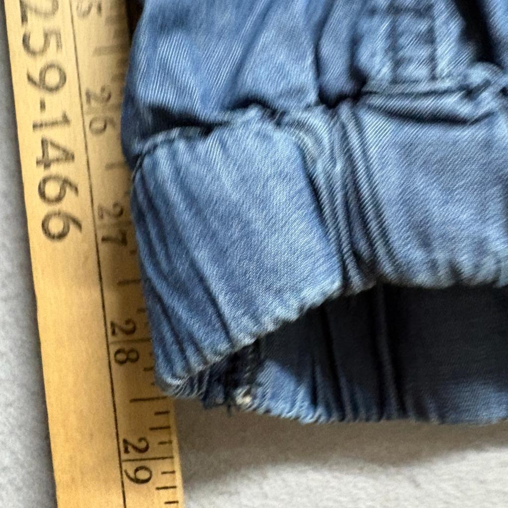 Joe Fresh Cargo Jogger Pants Womens 10 Blue Cotton Chambray Drawstring Elastic