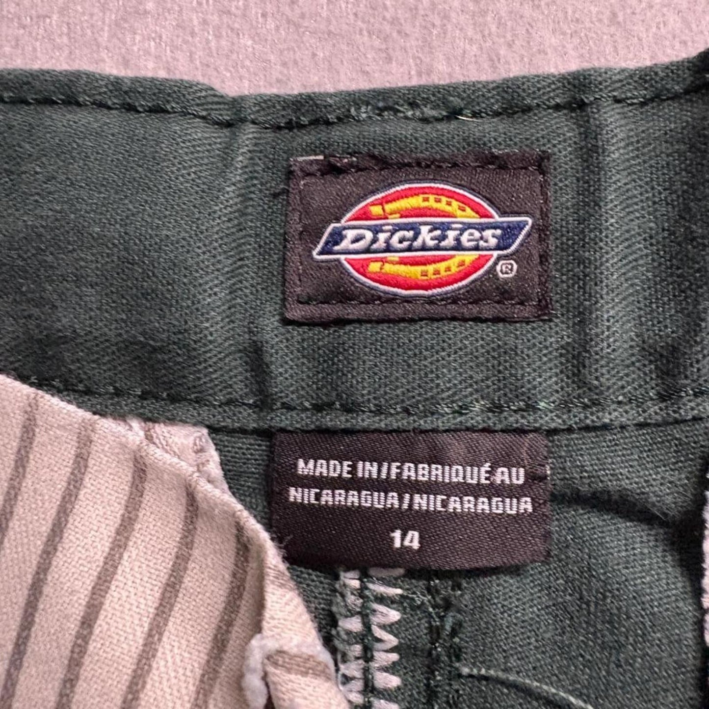 Dickies Boys Chino Pants Size 14 Green Flat Front School Uniform Workwear
