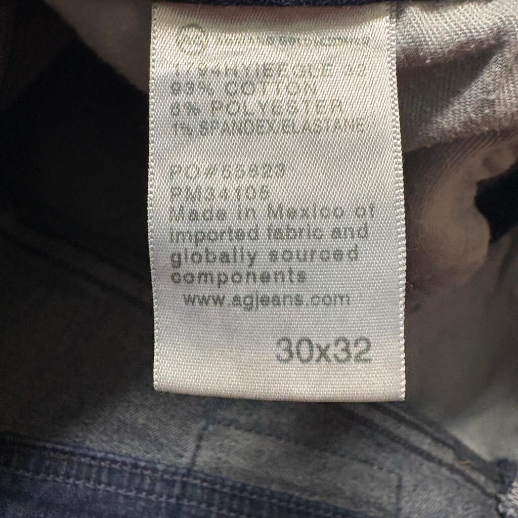 AG Adriano Goldschmied Everett Slim Straight Jeans Mens 30x32 Dark Wash Blue