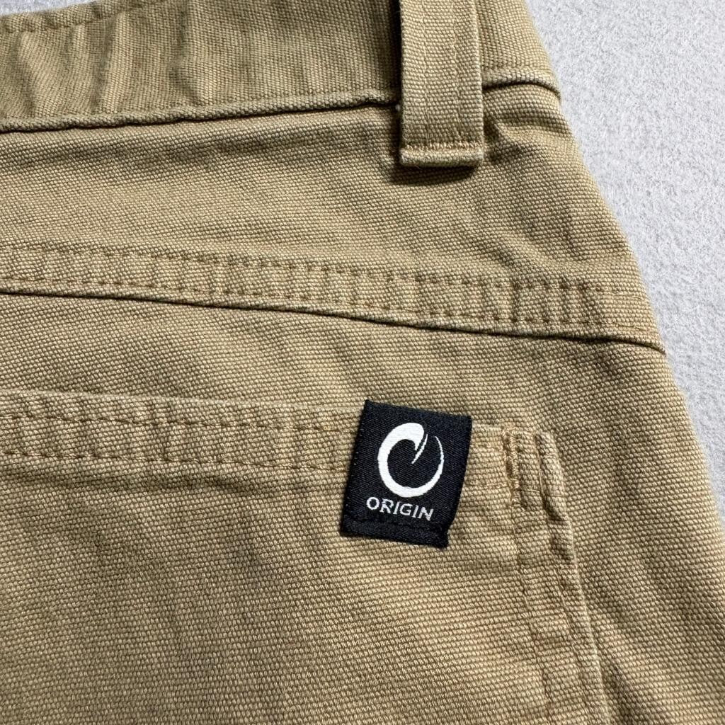 Origin USA Mens Tapered Pants 34x32 Tan Brown Cotton Stretch Canvas Workwear