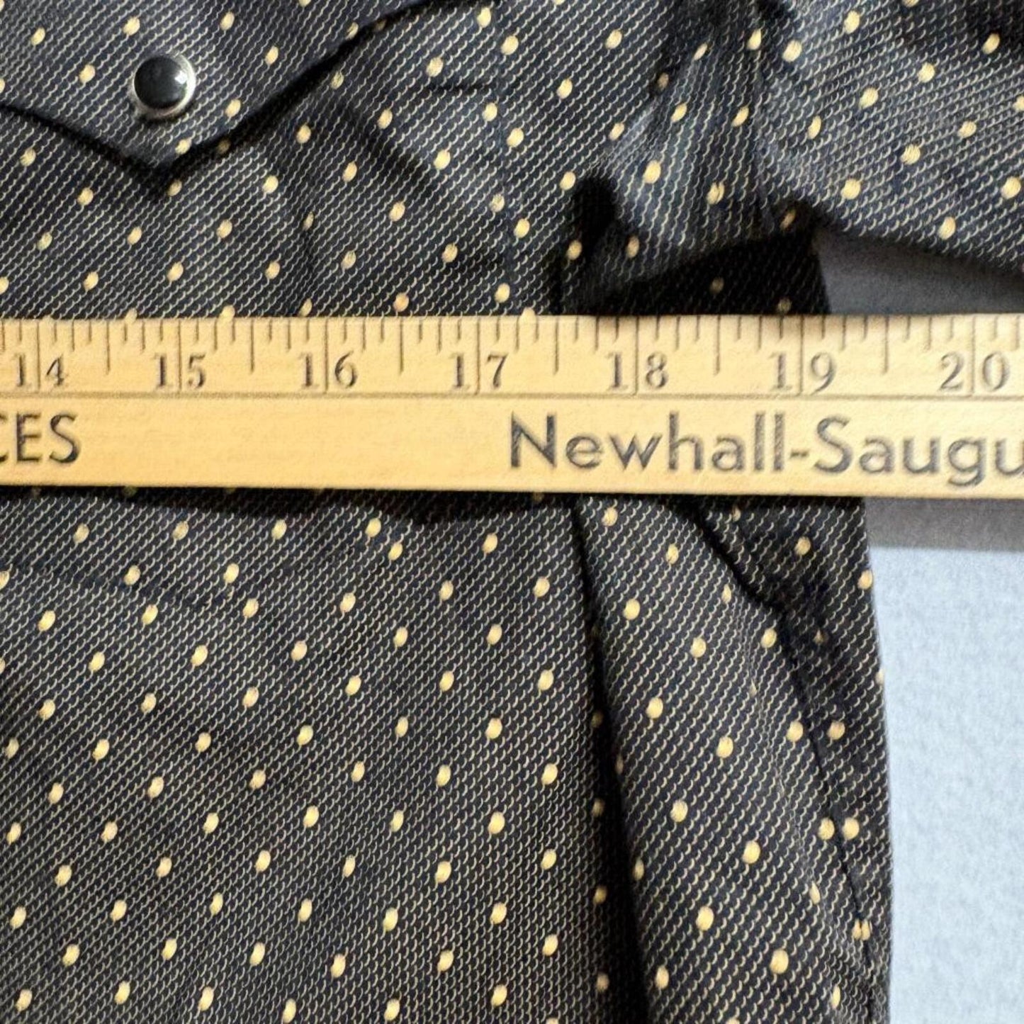 Ricceli Western Shirt Mens XL Black Gold Polka Dot Pearl Snap Long Sleeve