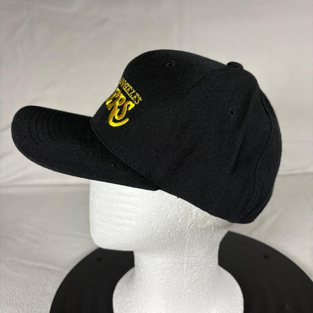 Vintage Los Angeles Lakers Snapback Hat Black Wool Blend Green Under Visor Cap