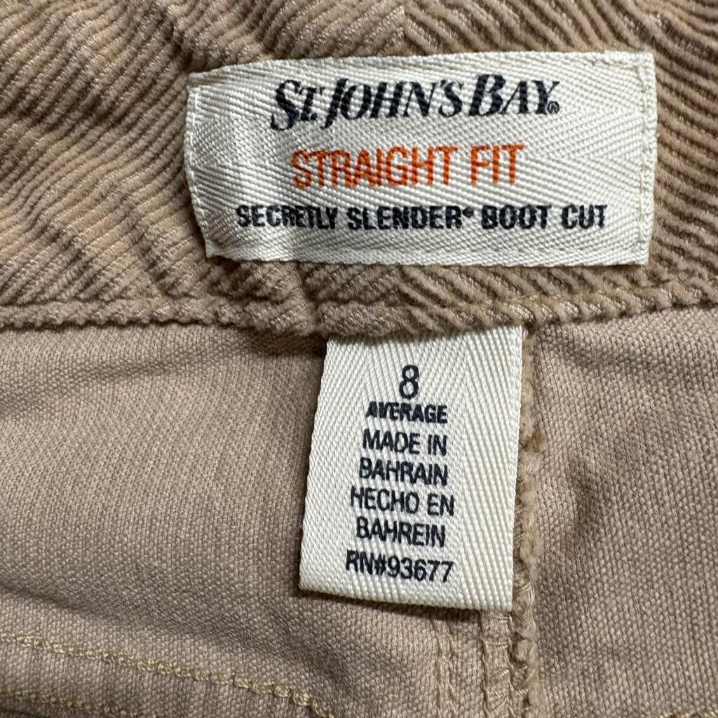 St. John's Bay Corduroy Pants Womens 8 Brown Secretly Slender Bootcut Mid Rise