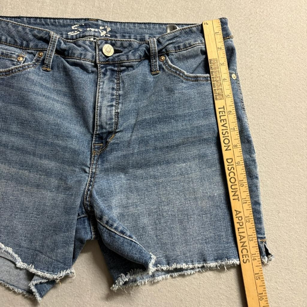 Seven7 Womens Denim Shorts Size 14 Blue Raw Hem Frayed Stretch Jean Shorts