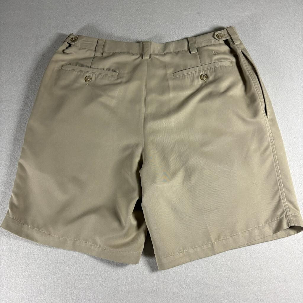 Grand Slam Golf Shorts Mens 38 Beige Khaki Pleated Front Polyester Casual