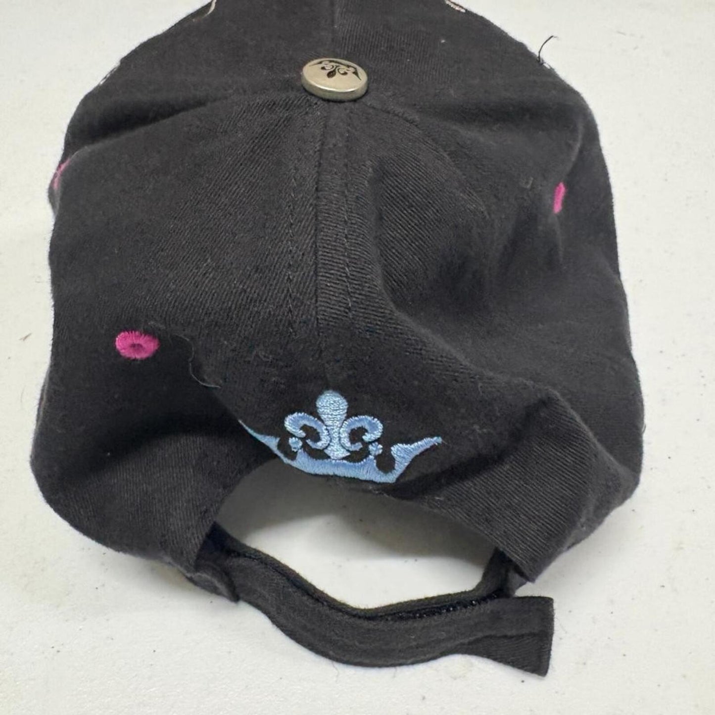 Classic Jolly Roger Womens Cross Rhinestone Baseball Cap Hat Black Adjustable