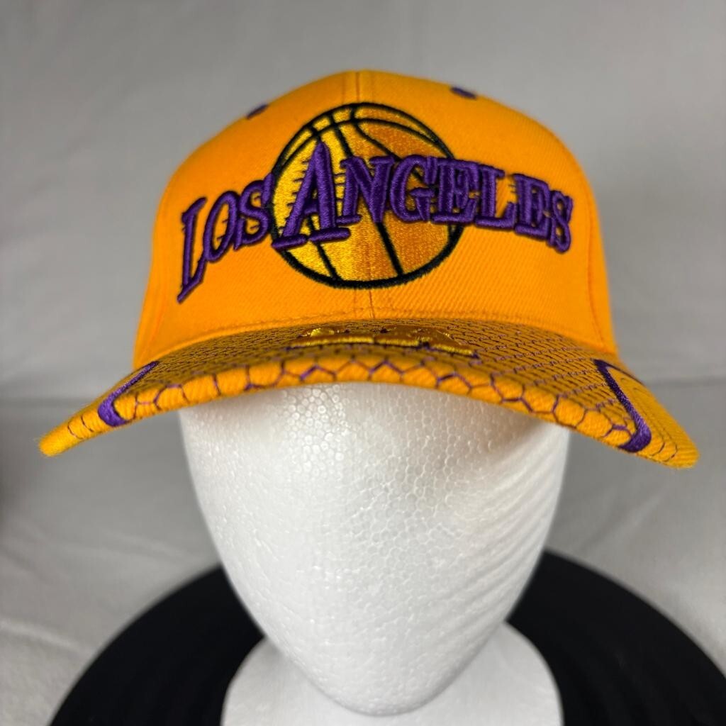 Los Angeles Lakers Hat Sam's Cap Yellow Purple LA Embroidered Hook Loop