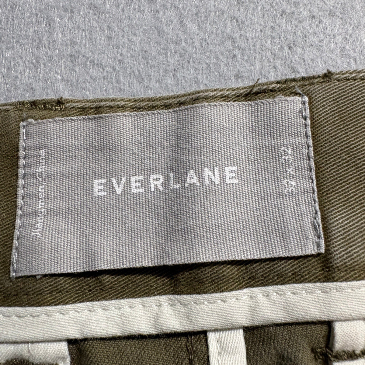 Everlane Chino Pants Mens 32x32 Green Olive Casual Slim Fit Flat Front Cotton