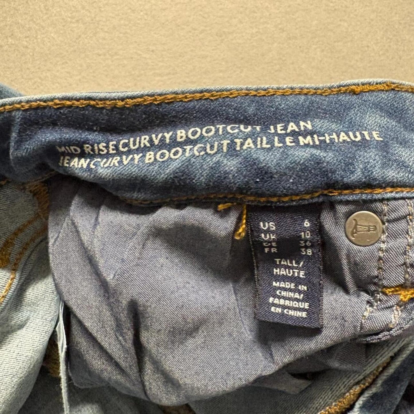 Lands End Mid Rise Curvy Bootcut Jeans Womens Size 6 Tall Blue Denim Stretch