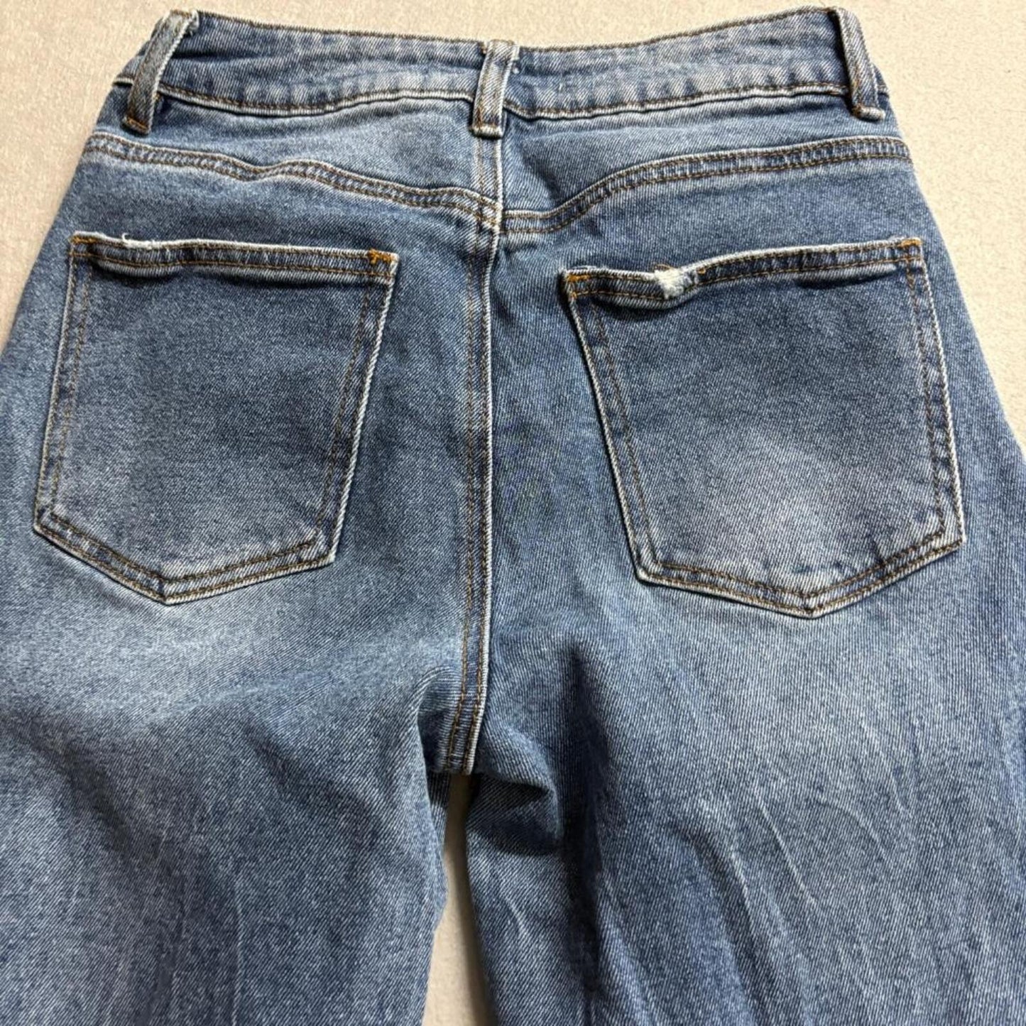 Madden Girl Distressed Boyfriend Jeans Womens Size 25 Blue Denim Ripped Hem