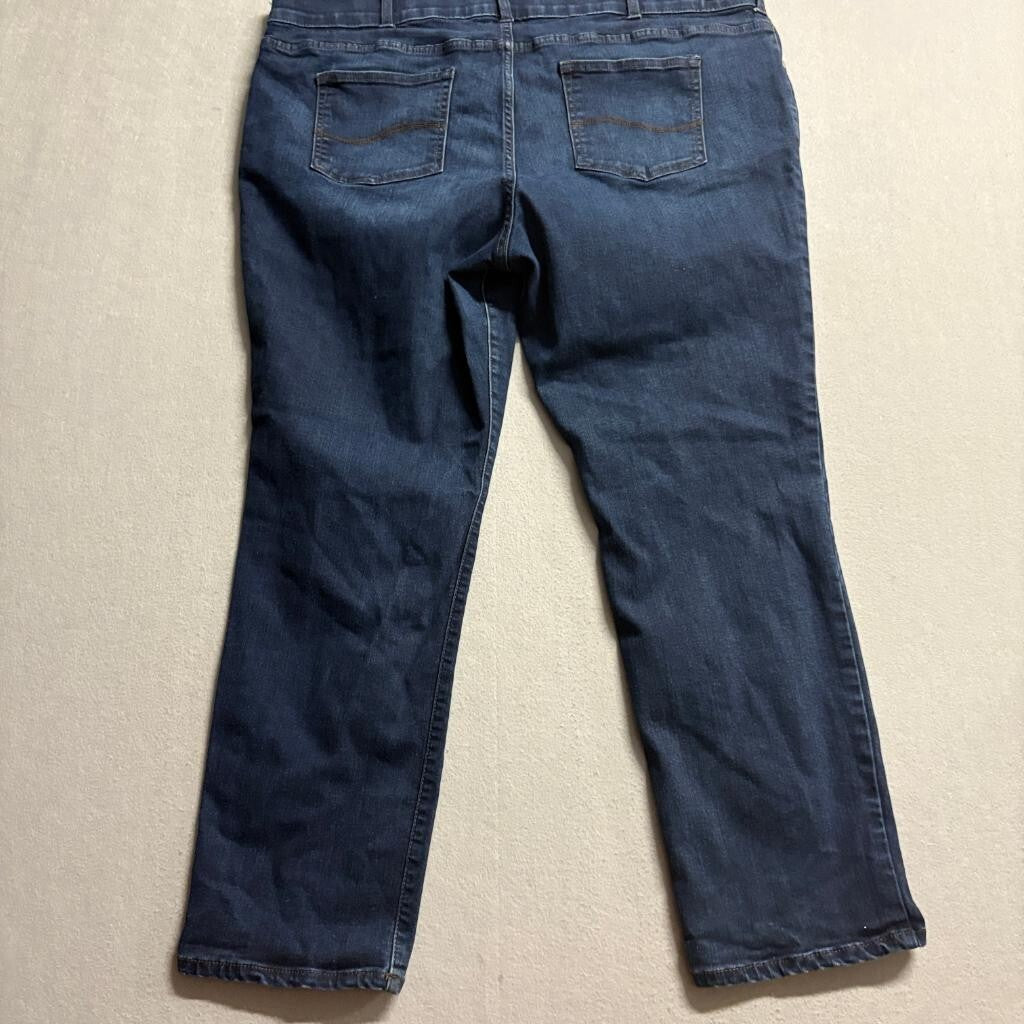 Lee Flex Motion Regular Fit Straight Leg Jeans Womens 22W Petite Blue Denim Mid