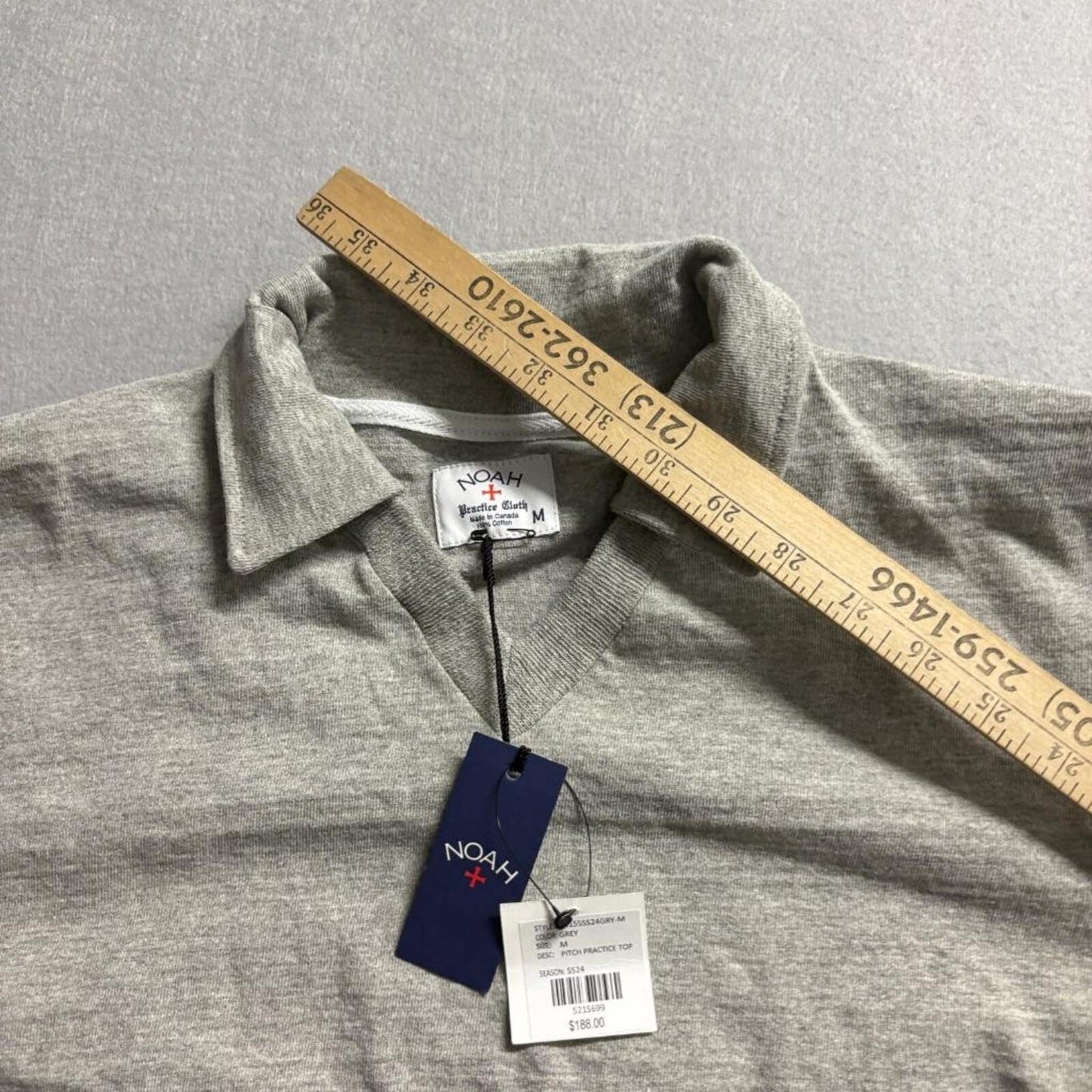 Noah NY Pitch Practice Top Polo Mens Medium Grey Striped Long Sleeve Rugby Shirt
