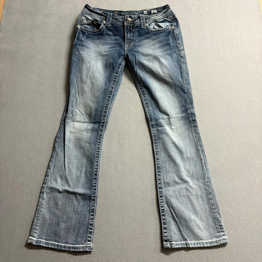 Miss Me Signature Bootcut Jeans Womens 29 Medium Wash Embroidered Flap Pocket