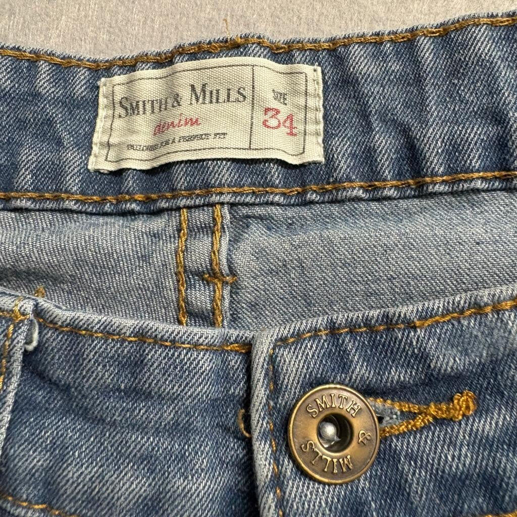 Smith & Mills Stretch Jeans Mens 34x32 Blue Denim Straight Leg Pants