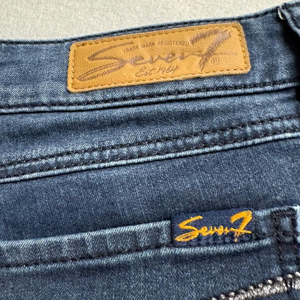 Seven7 Skinny Crop Jeans Womens Size 16 Blue Denim Stretch Cuffed Capri