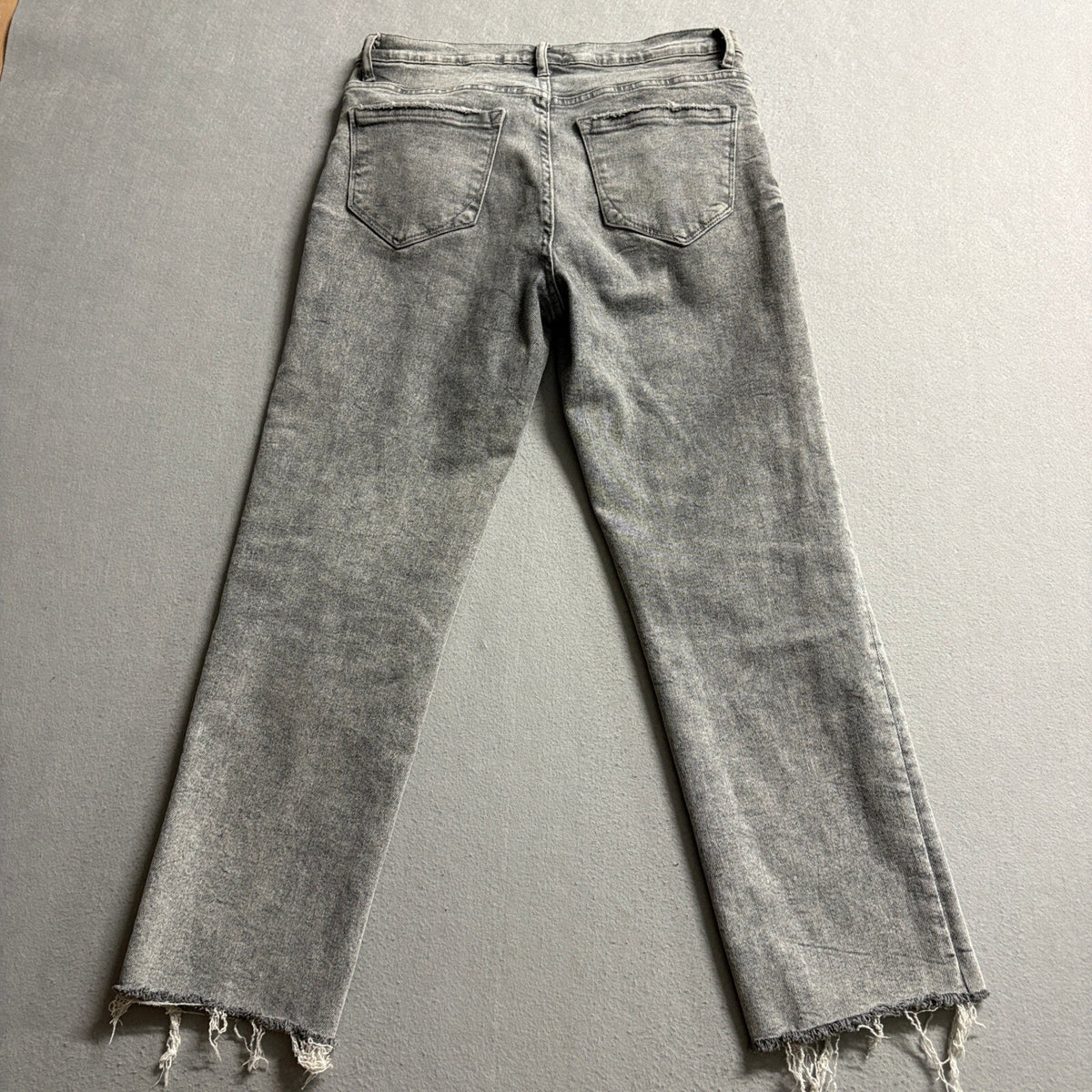 Kensie Jeans Womens Size 8 29 High Rise Slim Straight Frayed Raw Hem Grey Denim