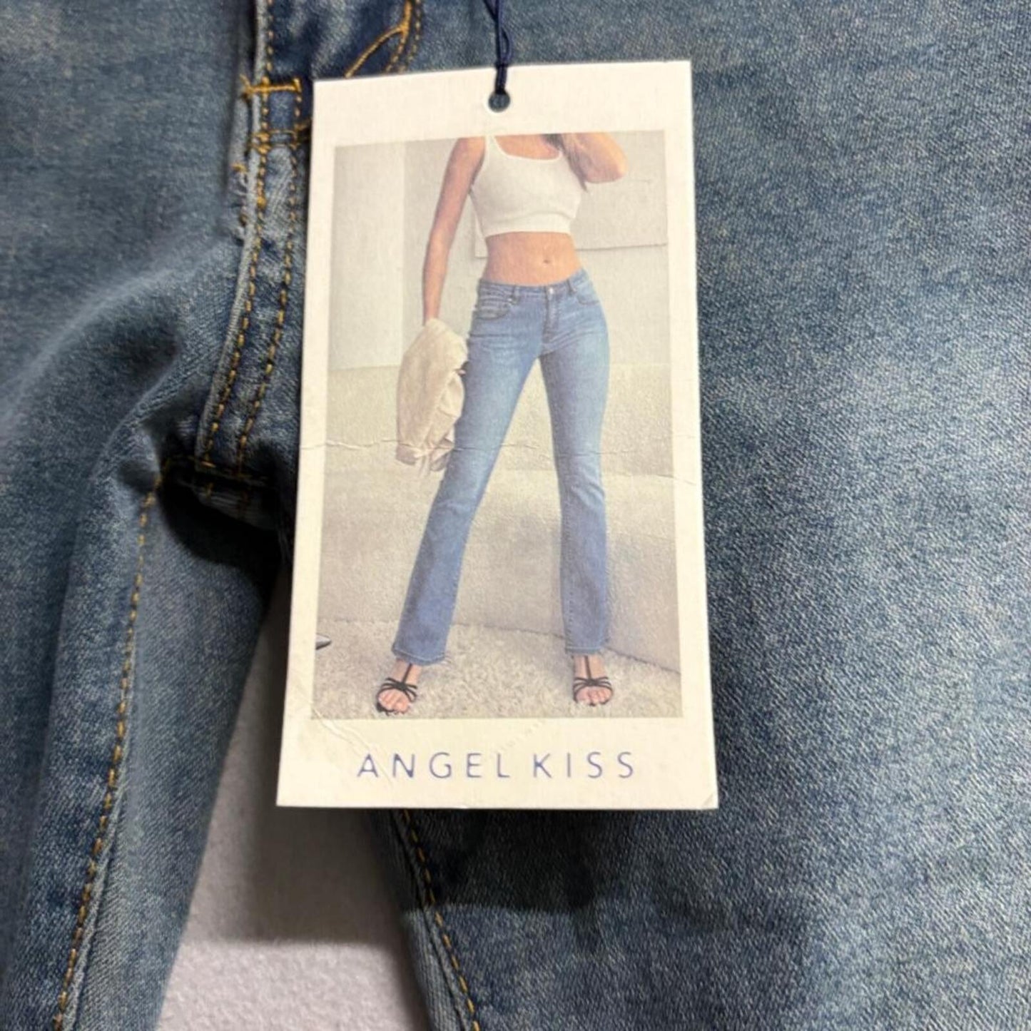 Angel Kiss Flare Jeans Womens Size 5/27 Blue Denim Stretch Bootcut NWT