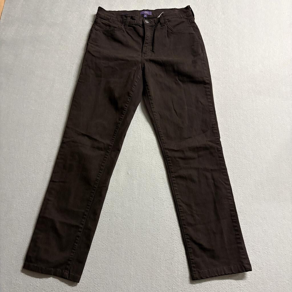 NYDJ Lift Tuck Straight Leg Jeans Womens Size 4 Brown Cotton Blend Made in USA