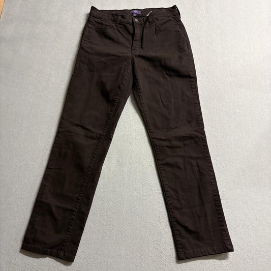 NYDJ Lift Tuck Straight Leg Jeans Womens Size 4 Brown Cotton Blend Made in USA