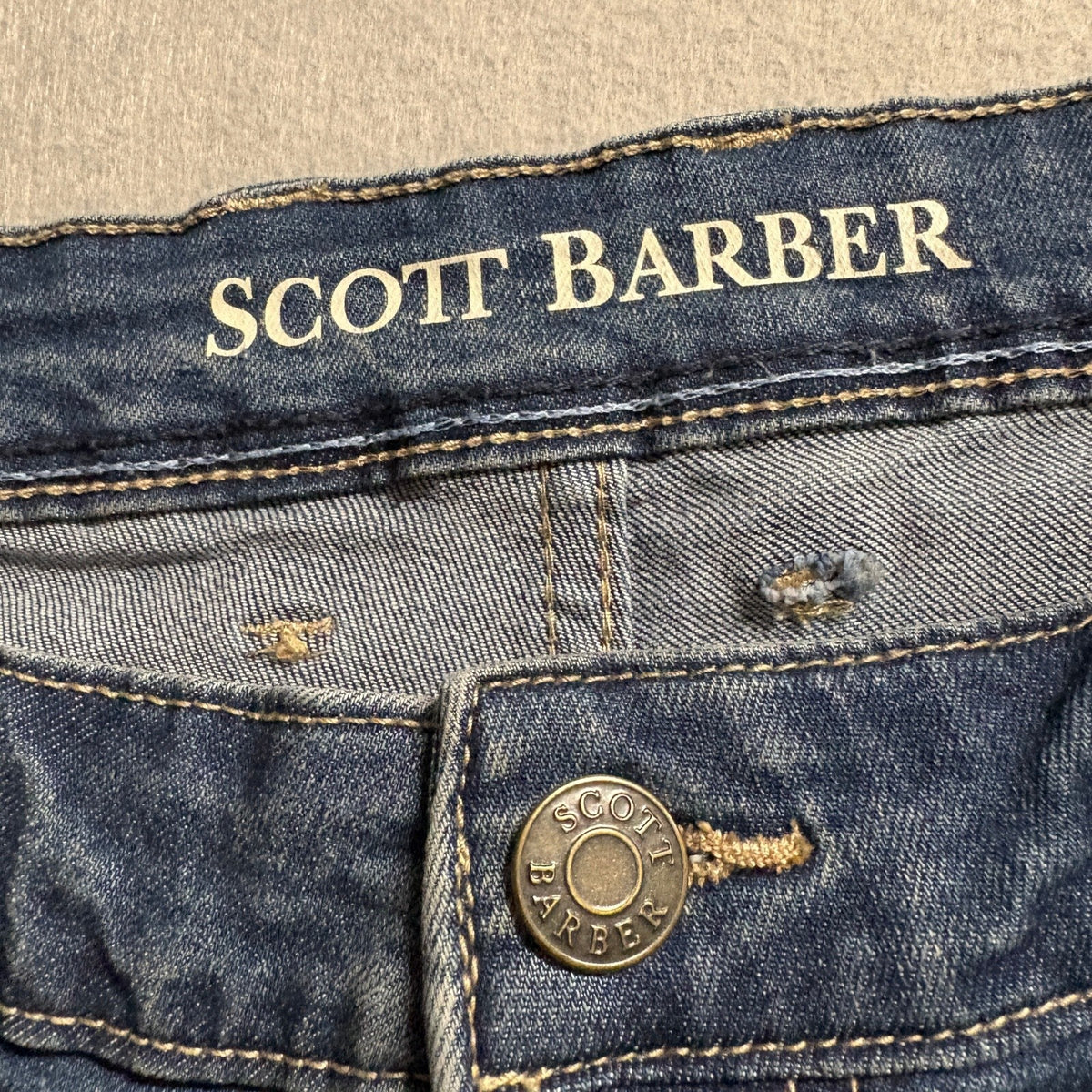 Scott Barber Straight Fit Jeans Mens 34x32 Blue Denim Stretch Pants