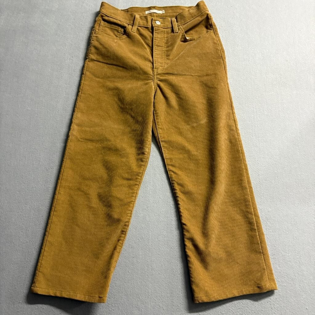 Levi's Ribcage Straight Ankle Corduroy Jeans Womens 28 Brown Camel High Rise