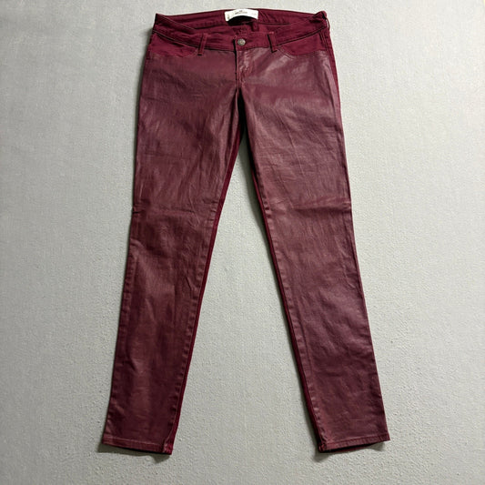 Hollister Co Coated Front Jeans Womens Size 9 W29 Maroon Burgundy Skinny Pants