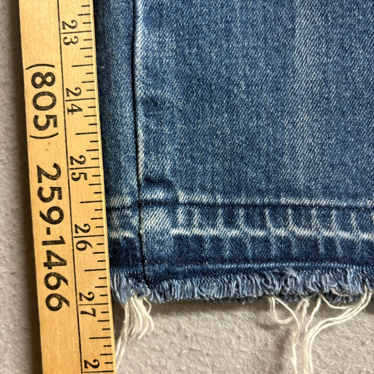 AMO Babe Dive Bar Destroy Jeans Womens Size 26 Distressed Frayed Hem Denim Blue
