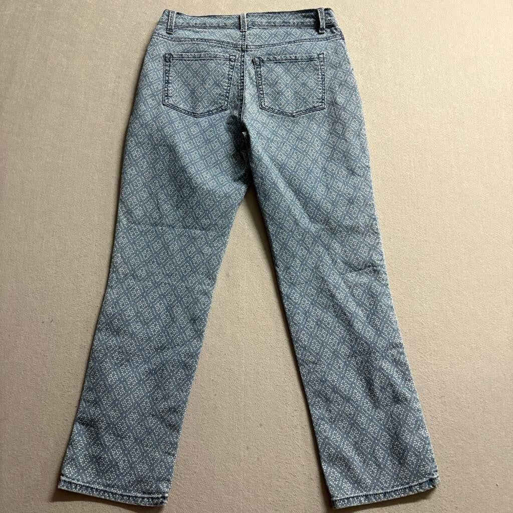 Gloria Vanderbilt Amanda Jeans Womens 4P Blue Patterned Stretch Denim Petite