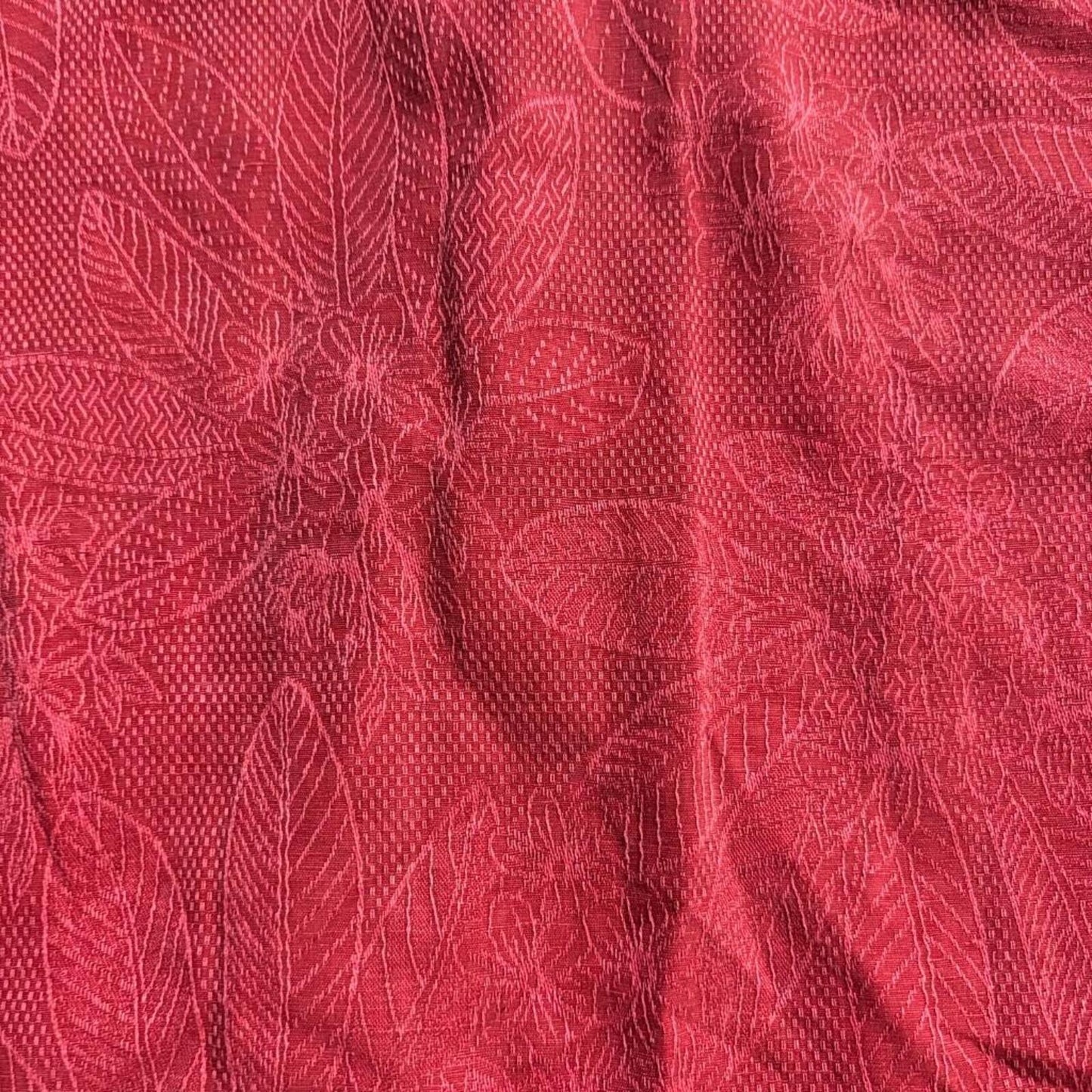 Jamaica Jaxx Silk Hawaiian Shirt Mens Medium Red Floral Jacquard Camp Aloha