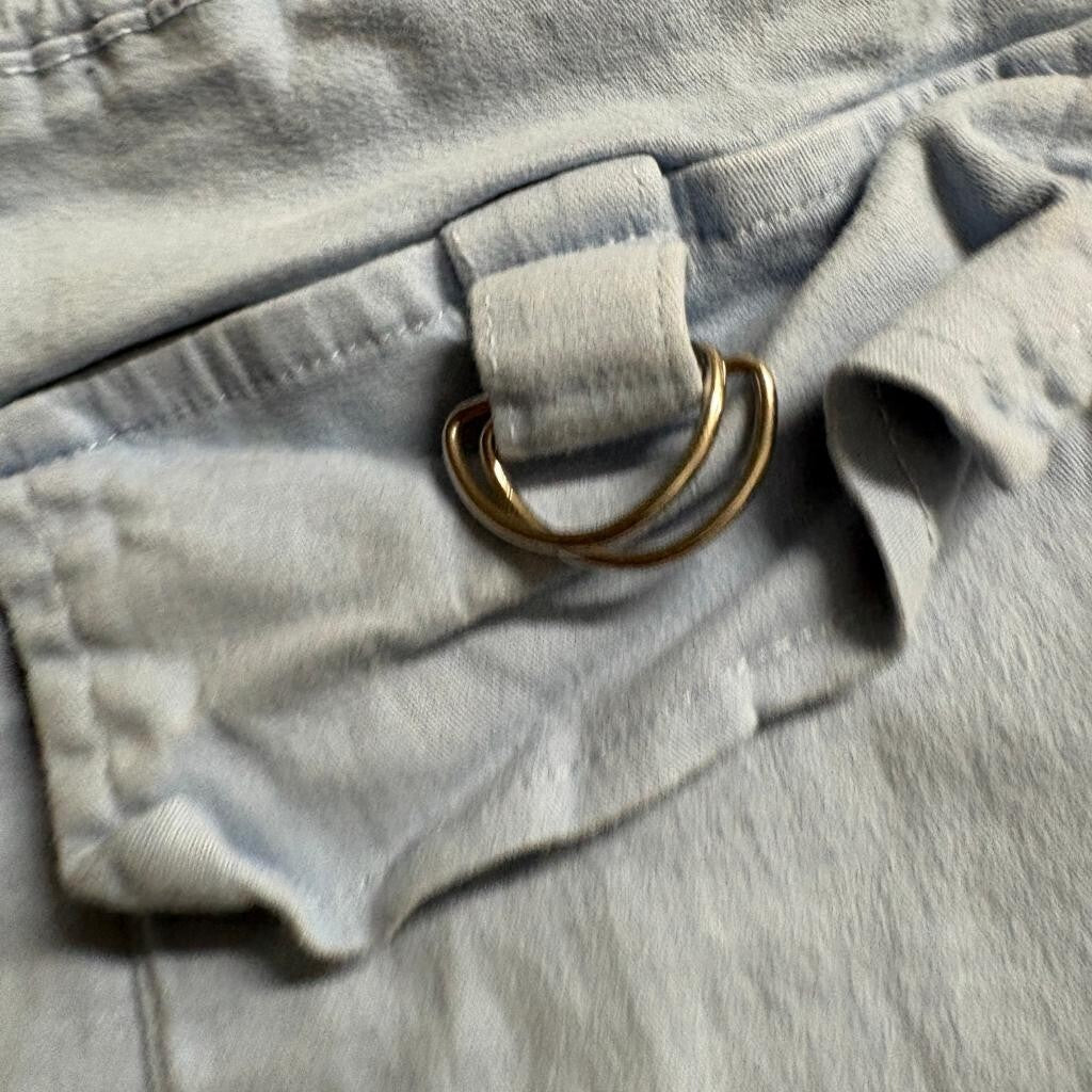 Optima Womens Blue Cotton Stretch Cargo Jogger Pants Size Large Elastic Waist