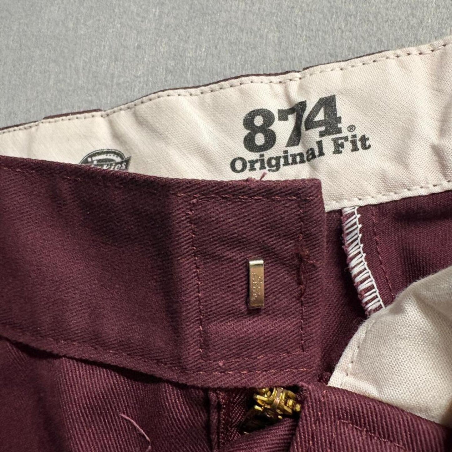 Dickies 874 Original Fit Work Pants Mens 34x32 Maroon Burgundy Twill Chino 33x30