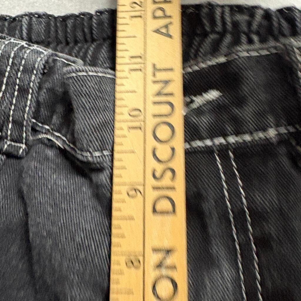 Unbranded Black Denim Cargo Jeans Womens Size S Elastic Waist Utility Pants