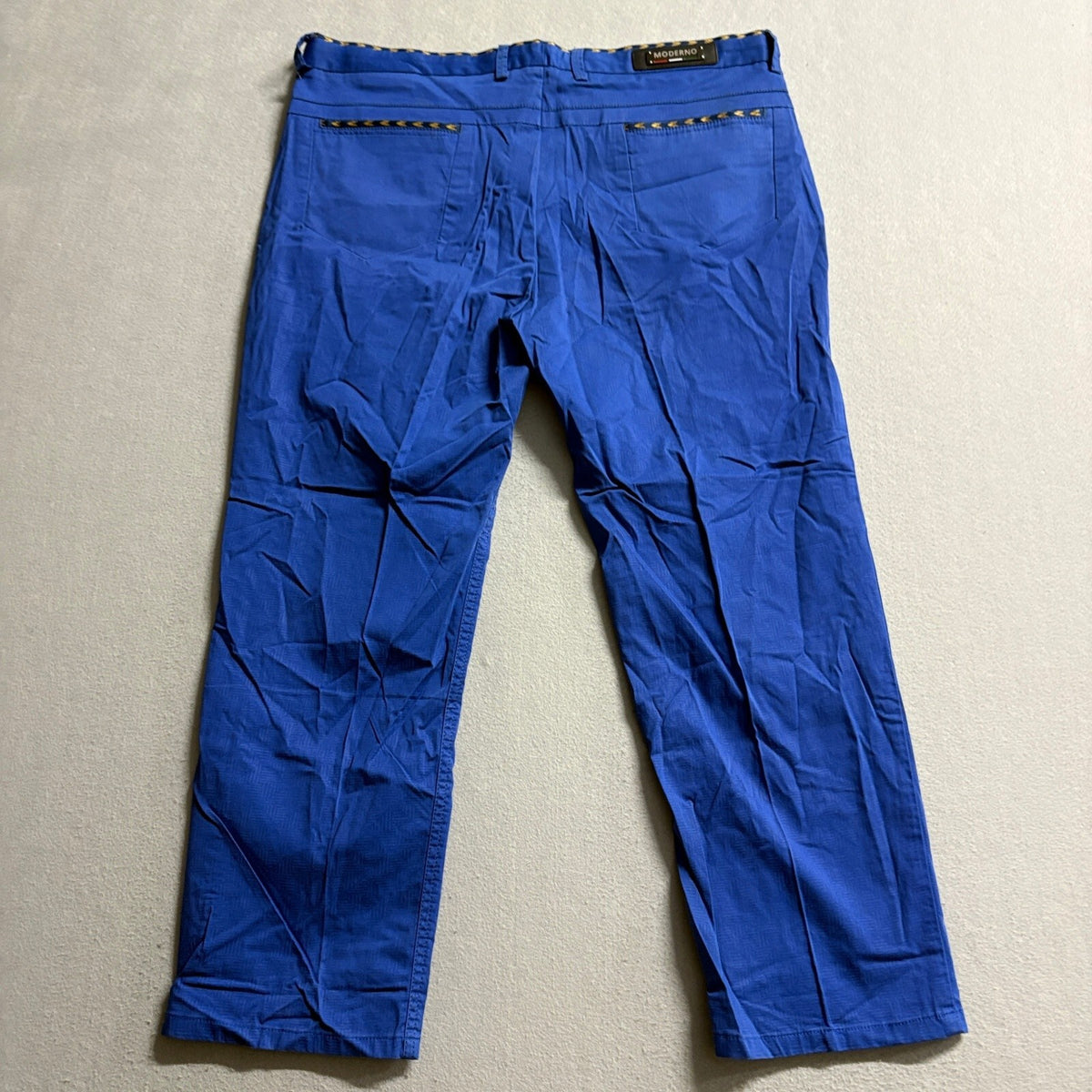 Moderno Womens Pants Size 36 Blue Cotton Blend Flat Front Chino Trousers
