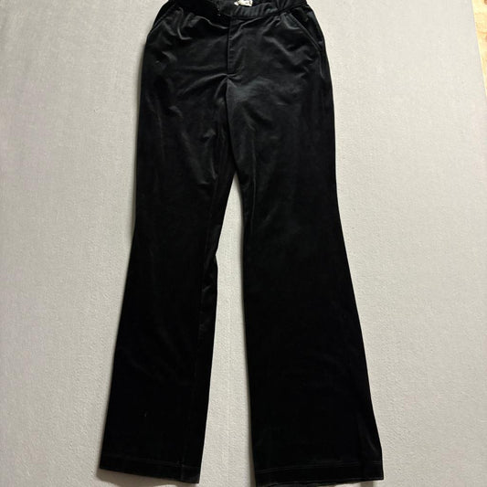 Good American Black Velvet Flare Pants Womens Size 2 GS0298 High Rise Stretch
